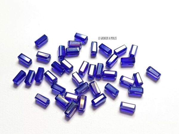 perles rectangle bleu cobalt