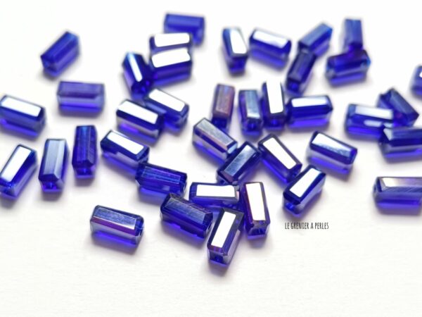 perles rectangle bleu cobalt