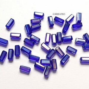 20 Perles Rectangles 7 x 3 mm Bleu Cobalt