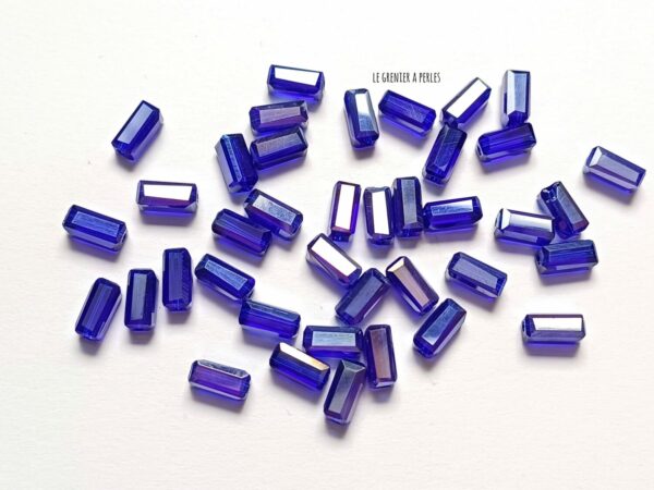 perles rectangle bleu cobalt