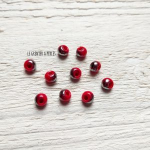 10 Perles Dôme 6 mm Rouge Silver