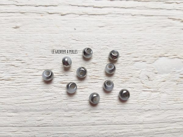 10 Perles Dôme 6 mm Grey Silver