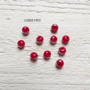 10 Perles Dôme 6 mm Rouge Irisé