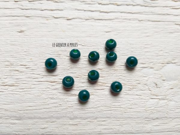 10 Perles Dôme 6 mm Bleu Paon