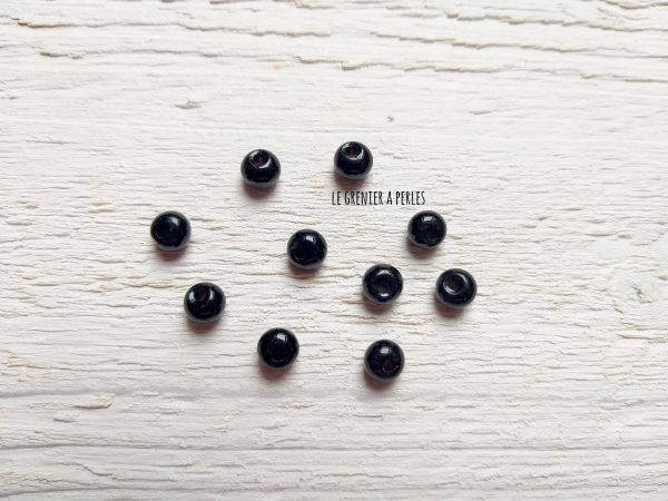 10 Perles Dôme 6 mm Noir