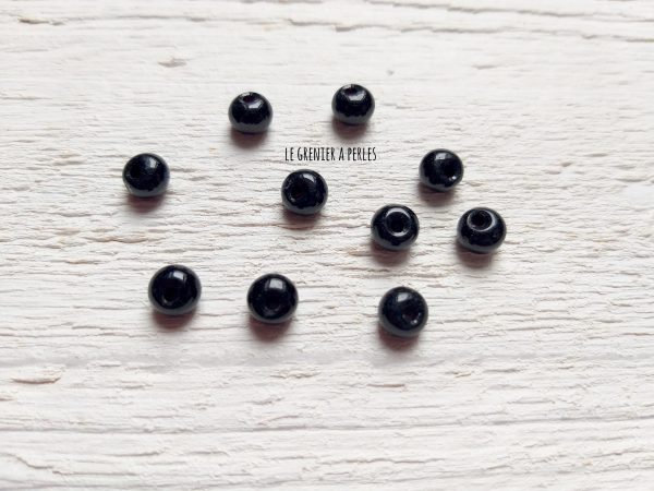 10 Perles Dôme 6 mm Noir