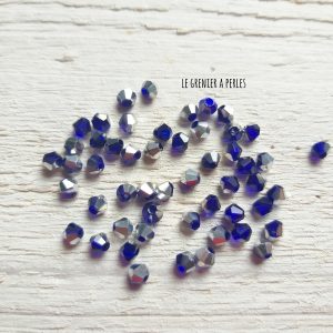 50 Toupies 4 mm Cobalt Silver