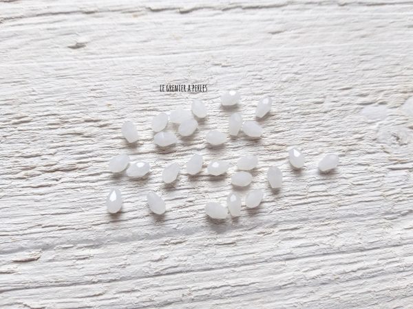 25 Gouttes 5 x 2 mm White Opal