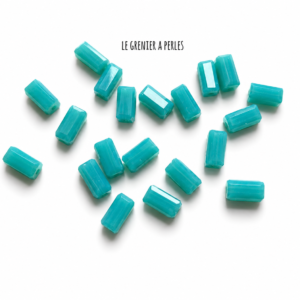 Perles Rectangles 7 x 3 mm 2284 bleu bondi perles en verre rectangle le grenier a perles
