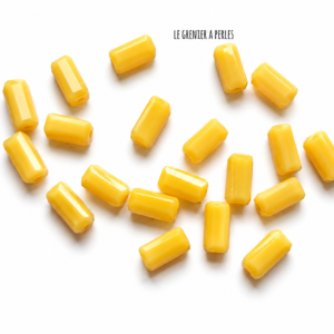 Perles Rectangles 7 x 3 mm 2285 jaune canari opaque perles en verre rectangle le grenier a perles