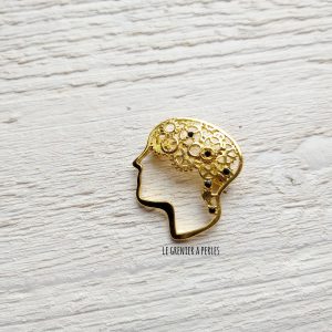 Broche Cerveau Psychologue Doré