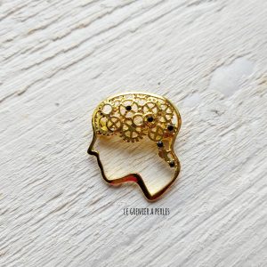 Broche Cerveau Psychologue Doré