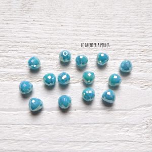 5 Perles Poires 8 mm Bleu Pastel AB