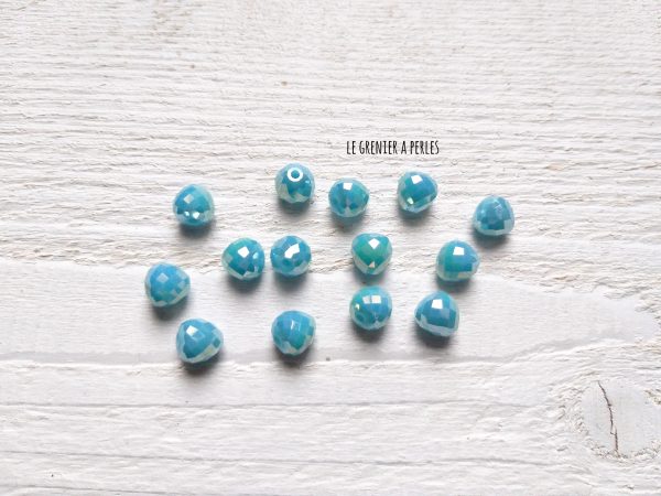 5 Perles Poires 8 mm Bleu Pastel AB