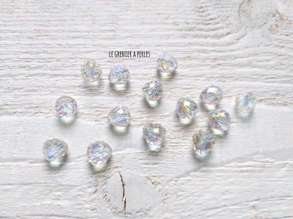 5 Perles Poires 8 mm Cristal AB