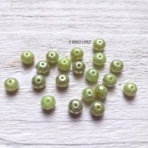 10 Rondelles 5 x 7 mm Tchèques * Vert Miellat & Mercury 1280