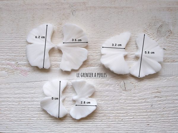 3 Moules fleurs de ginkgo * Moule silicone pour pâte polymère