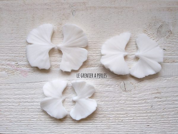 3 Moules fleurs de ginkgo * Moule silicone pour pâte polymère