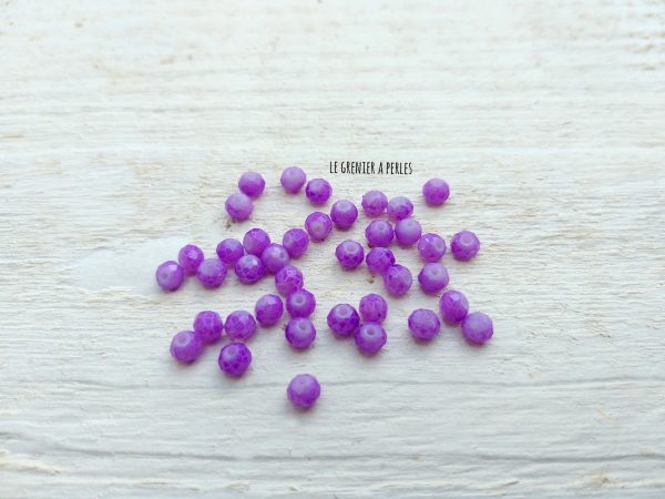 25 Perles Abacus 4 mm Mauve Marbré