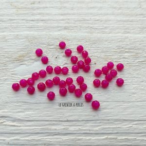 25 Perles Abacus 4 mm Fuschia Marbré