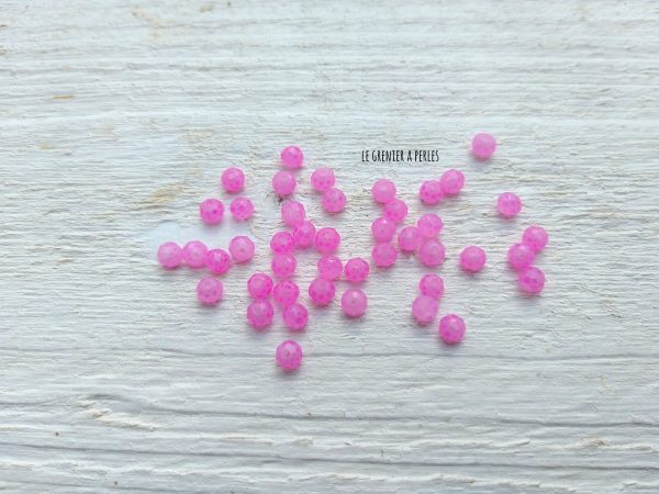 25 Perles Abacus 4 mm Rose Marbré