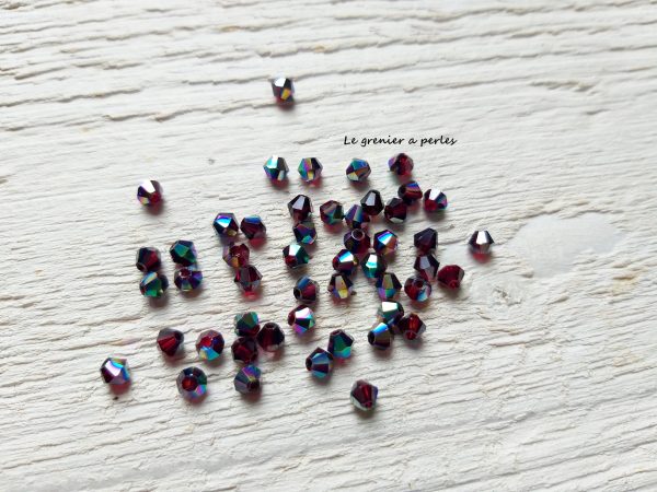 50 Toupies 4 mm Dark Rouge AB Irisé