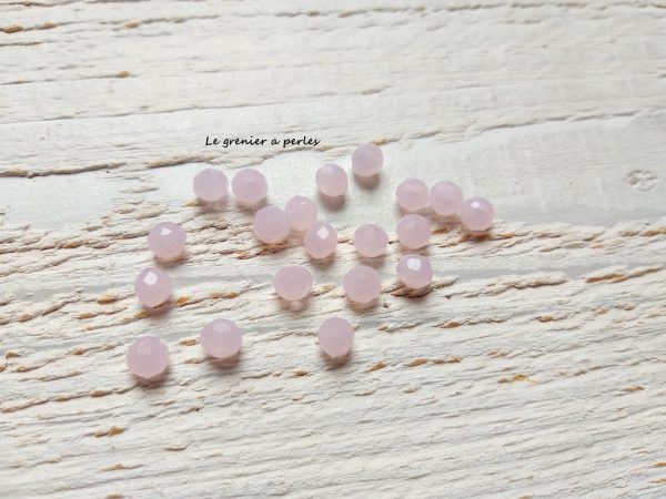 20 Perles Abacus 6 mm Rose Opal