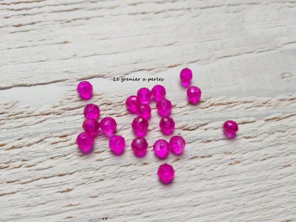 20 Perles Abacus 6 mm Rose Fuschia