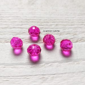 5 Perles Abacus 10 mm Rose Fuschia