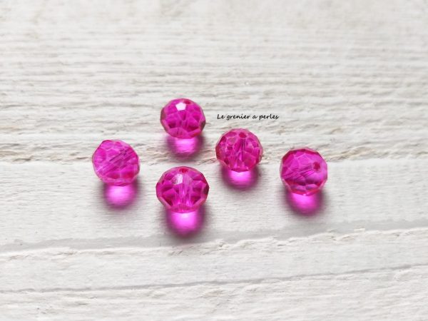 5 Perles Abacus 10 mm Rose Fuschia