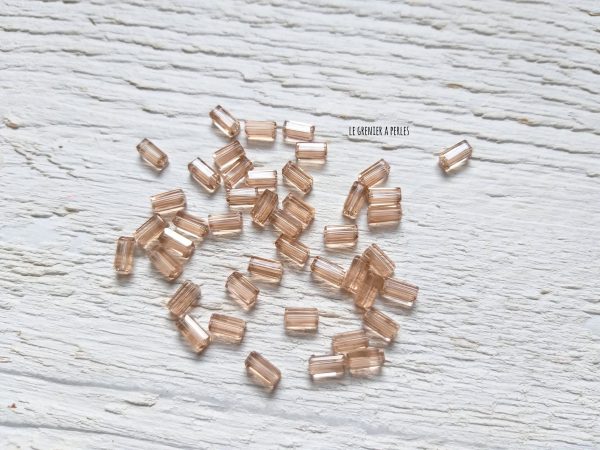 20 Perles Rectangles 7 x 3 mm Vieux Rose