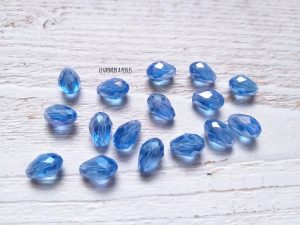 5 Perles Gouttes 12 x 8 mm Bleu Sapphir