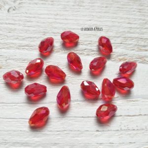 5 Perles Gouttes 12 x 8 mm Rouge AB