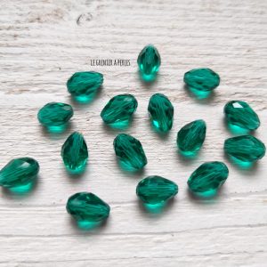 5 Perles Gouttes 12 x 8 mm Vert Emeraude