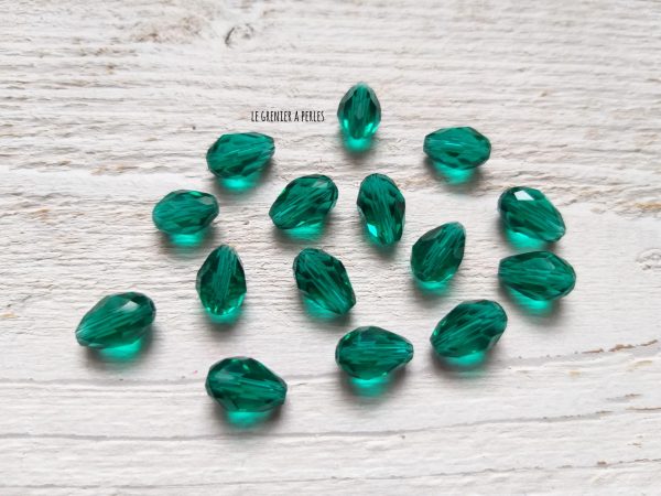 5 Perles Gouttes 12 x 8 mm Vert Emeraude