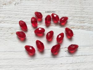 5 Perles Gouttes 12 x 8 mm Dark Rouge