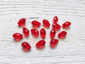 5 Perles Gouttes 12 x 8 mm Rouge