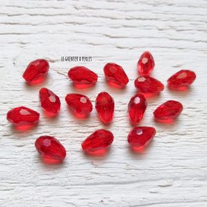 5 Perles Gouttes 12 x 8 mm Rouge