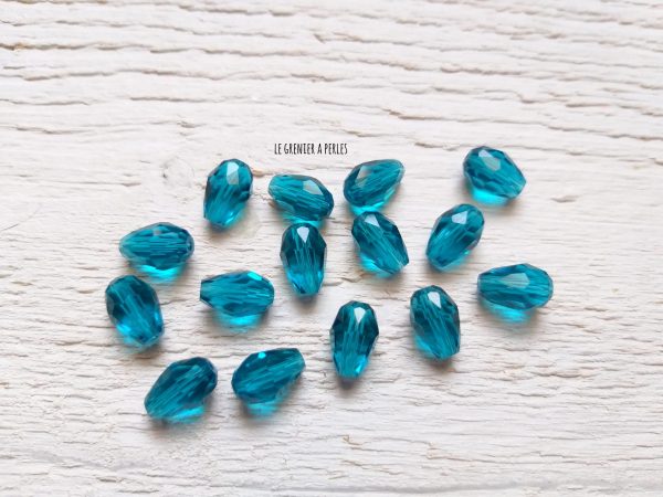 5 Perles Gouttes 12 x 8 mm Indicolite