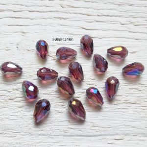 5 Perles Gouttes 12 x 8 mm Amethyst AB