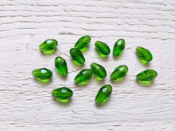 5 Perles Gouttes 12 x 8 mm Vert