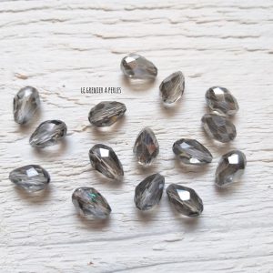 5 Perles Gouttes 12 x 8 mm Cristal Silver