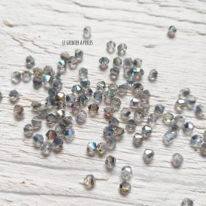 50 Toupies 3 mm Cristal Iridescent Grey