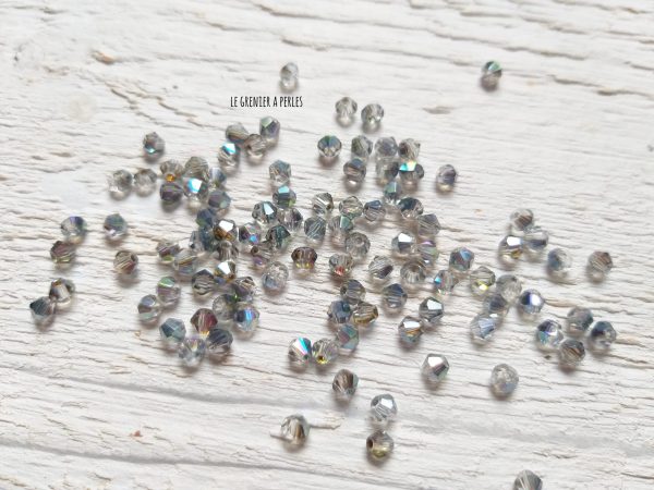 50 Toupies 3 mm Cristal Iridescent Grey