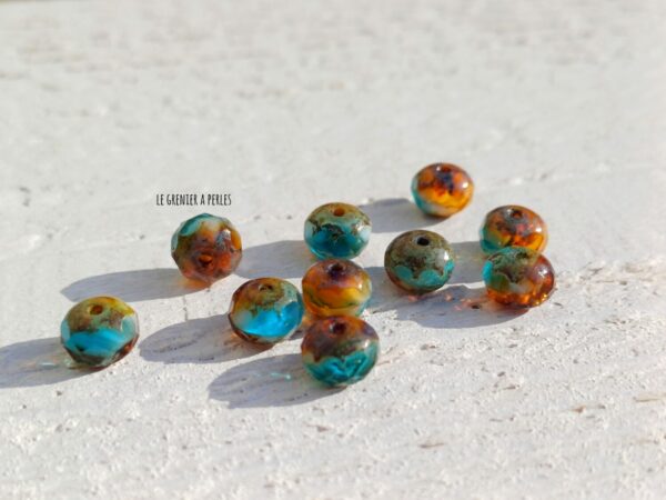 perles tchèques pacific blue amber white picasso