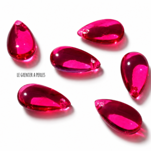 Perles gouttes en verre le grenier a perles gouttes 2603 rose fuchsia