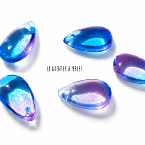 Perles gouttes en verre le grenier a perles gouttes 2605 bleu et rose