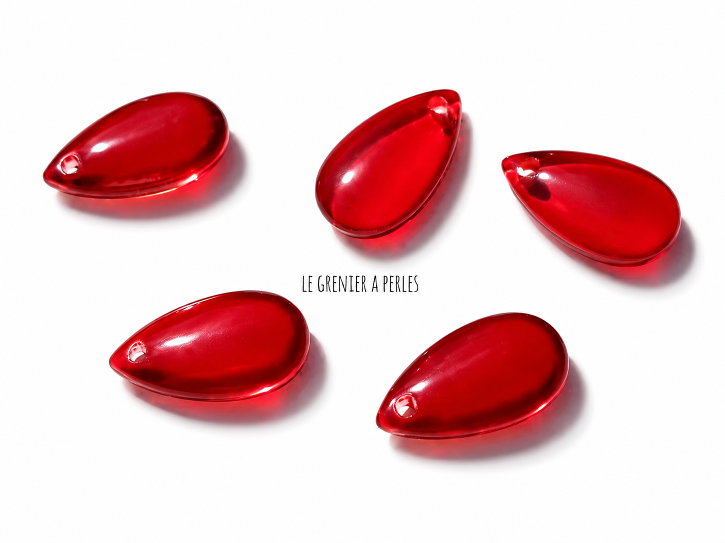 Perles gouttes en verre le grenier a perles gouttes 2606 rouge rubis