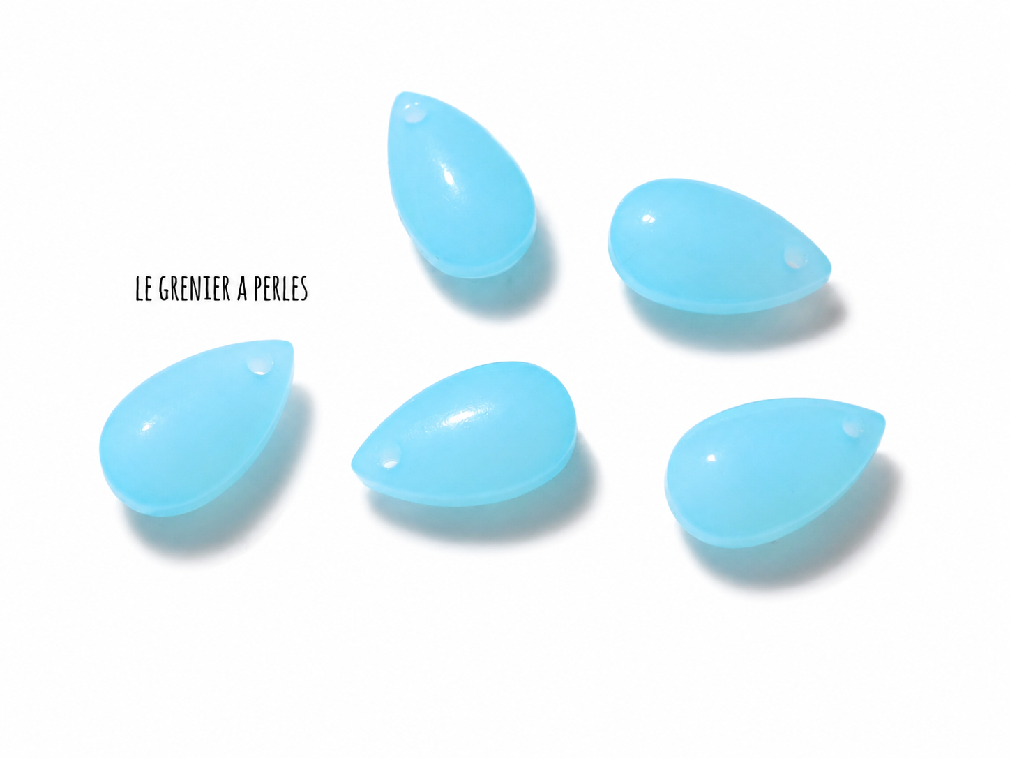 Perles Gouttes 15 x 8 mm 2615 turquoise opal perles gouttes en verre le grenier a perles