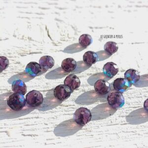 20 Perles Abacus 6 mm Violet AB